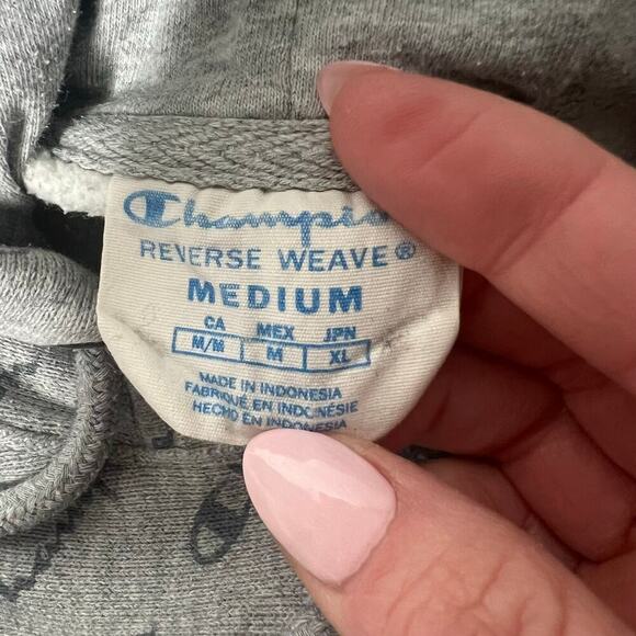 Champion Men's Reverse Weave Pullover Hoodie All Over Print Size Medium Gray - Picture 8 of 9